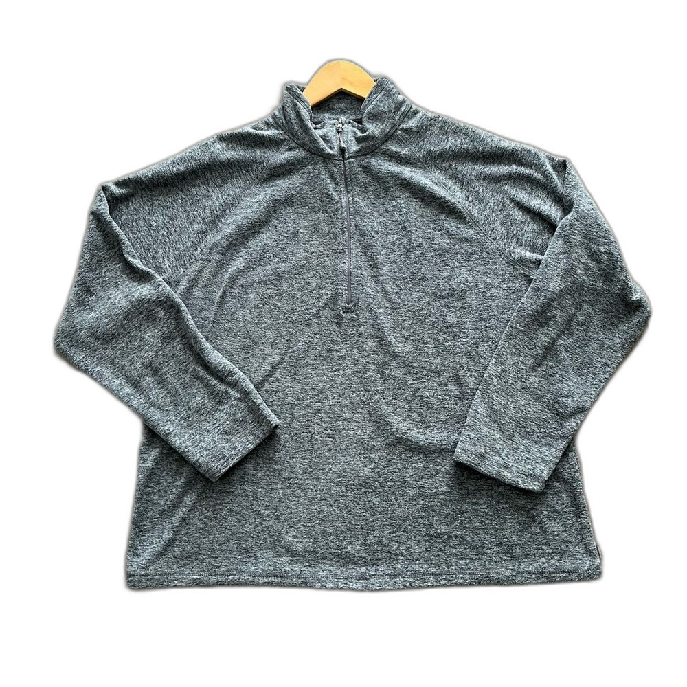Eddie Bauer Women's 2X Quest Fleece 1/4-Zip Pullover Outerwear Grey Neutral